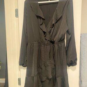 Black Flow Ruffle Dress
